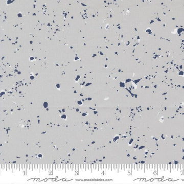 Image of the For My Boys Henry Splatter Silver quilting cotton fabric by Amy Schelle for Moda Fabrics. Features paint splatter on a gray background. Cute Little Fabric Shop.