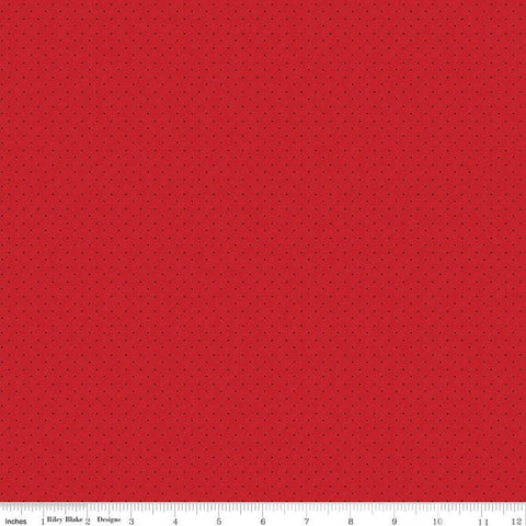 Image of the American Jane Pindots Brick quilting cotton fabric by American Jane for Riley Blake Designs. Features tiny dots on a red background. Cute Little Fabric Shop