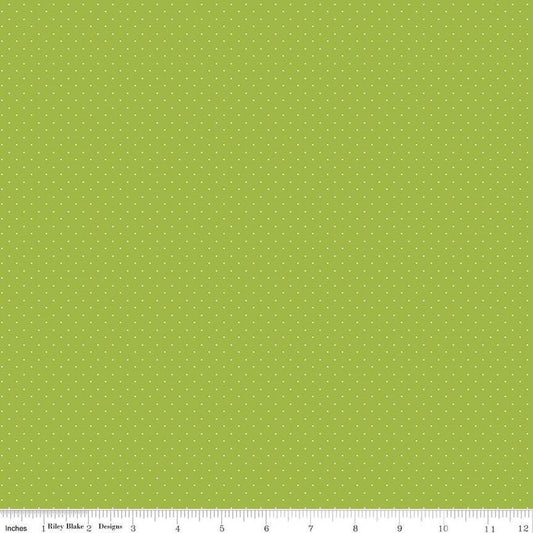 Image of the American Jane Pindots Lime quilting cotton fabric by American Jane for Riley Blake Designs. Features tiny dots on a green background. Cute Little Fabric Shop