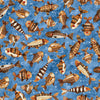 Image of Bearsville Fish Blue quilting cotton fabric by Morris Creative Group for QT Fabrics. Features fish on a blue background. Cute Little Fabric Shop