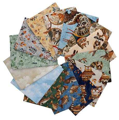 Bearsville Fat Quarter Bundle 14 pieces - QT Fabrics - Pre cut Precut - Nature Outdoors Wildlife - Quilting Cotton Fabric