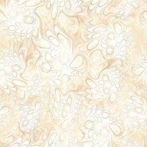Image of Feline Fantasia Marble Abstract Cream quilting cotton fabric by Morris Creative Group for QT Fabrics. Features marbling on a cream background. Cute Little Fabric Shop