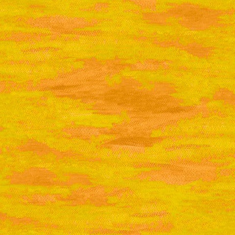 Image of Blooming Bouquet Watercolor Texture Blender Orange quilting cotton fabric by Suzanne Allard for QT Fabrics. Features brushstrokes on a yellow background. Cute Little Fabric Shop