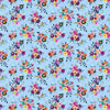 Image of Blooming Bouquet Watercolor Floral Toss Blue quilting cotton fabric by Suzanne Allard for QT Fabrics. Features flowers on a blue background. Cute Little Fabric Shop