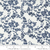 Image of the Nantucket Summer Surfside Cream Navy quilting cotton fabric by Camille Roskelley for Moda Fabrics. Features flowers on a blue background. Cute Little Fabric Shop
