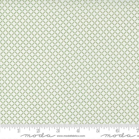Image of the Nantucket Summer Sail Cream Grass quilting cotton fabric by Camille Roskelley for Moda Fabrics. Features squares on a green background. Cute Little Fabric Shop
