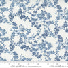 Image of the Nantucket Summer Surfside Cream Blue quilting cotton fabric by Camille Roskelley for Moda Fabrics. Features flowers on a blue background. Cute Little Fabric Shop
