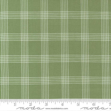 Image of the Nantucket Summer Checks Grass quilting cotton fabric by Camille Roskelley for Moda Fabrics. Features plaid on a green background. Cute Little Fabric Shop