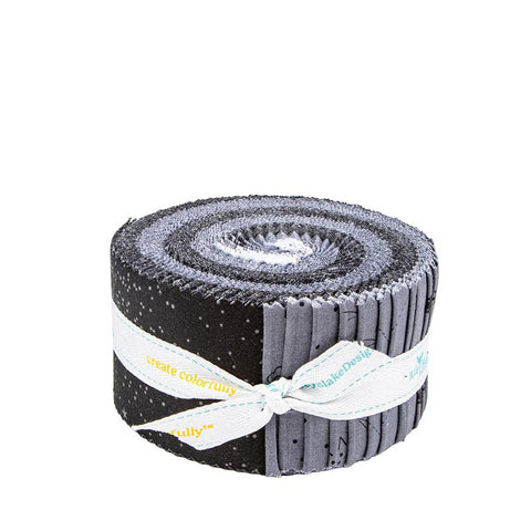 SALE Blackout 2.5 Inch Rolie Polie Jelly Roll 40 pieces - Riley Blake - Precut - Grayscale Shapes - Quilting Cotton Fabric