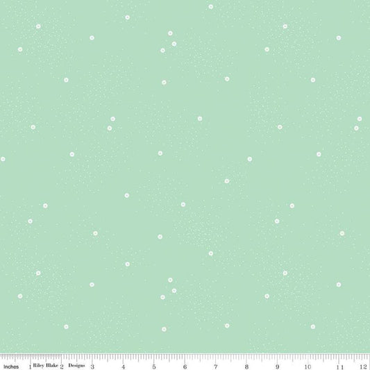 3-Yard Cut - SALE Dainty Daisy Mint Green 108" WIDEBACK - WB665 - Riley Blake Quilting Cotton Fabric
