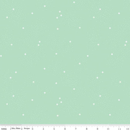 1 yard 14" End of Bolt - SALE Dainty Daisy WIDEBACK WB665 Mint - Riley Blake Designs - 108" - Basic Dots - Quilting Cotton Fabric