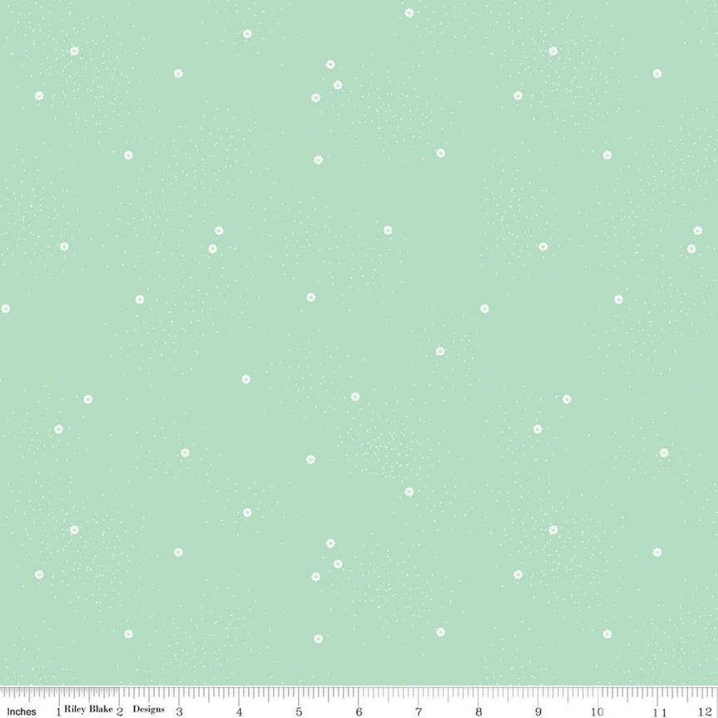 1 yard 9" End of Bolt - Dainty Daisy WIDE BACK WB665 Mint - Riley Blake Designs - 107/108" Wide - Basic Dots - Quilting Cotton Fabric