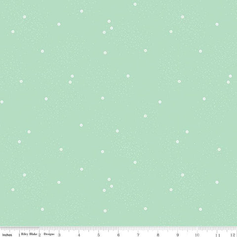 1 yard 9" End of Bolt - Dainty Daisy WIDE BACK WB665 Mint - Riley Blake Designs - 107/108" Wide - Basic Dots - Quilting Cotton Fabric