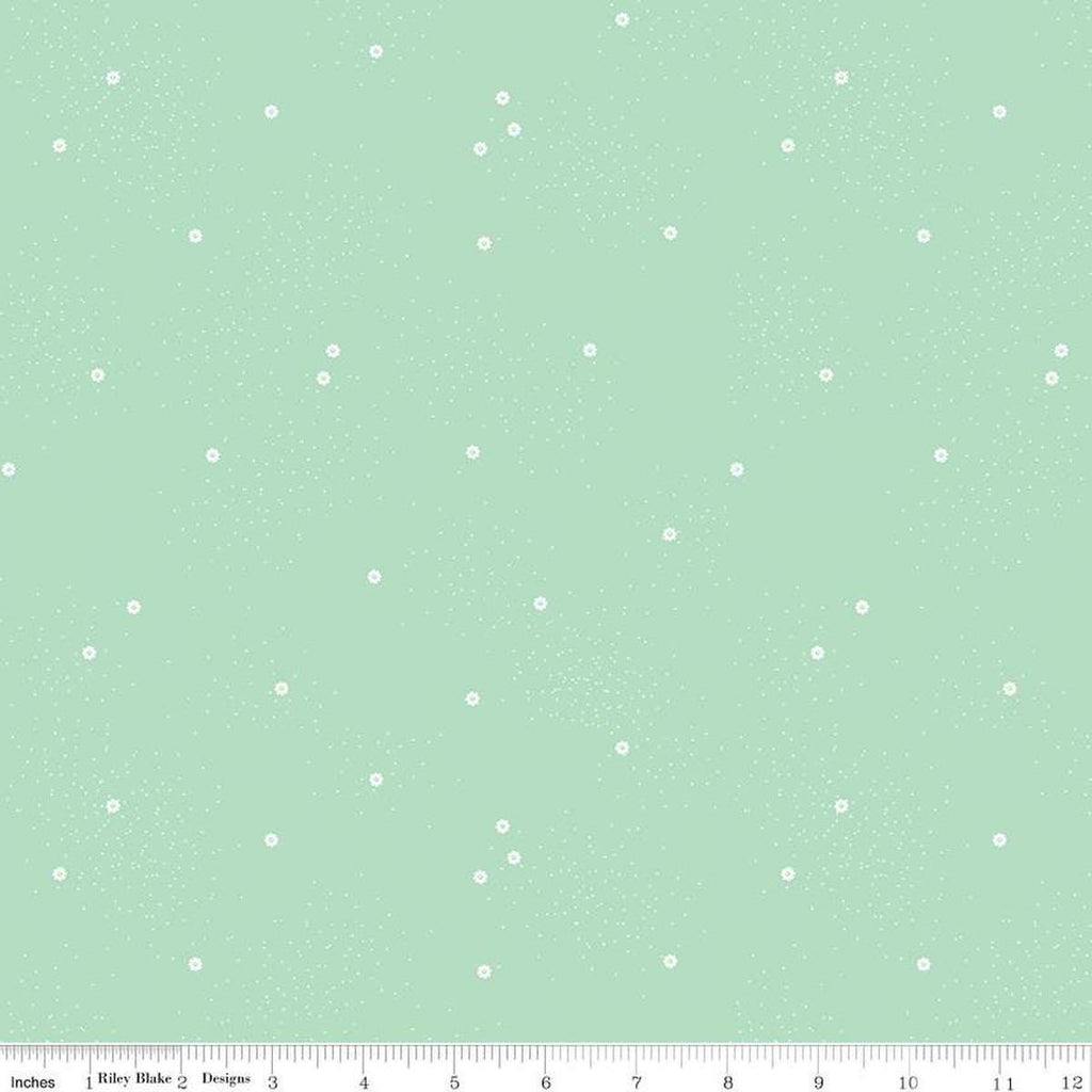 1 yard 9" End of Bolt - Dainty Daisy WIDE BACK WB665 Mint - Riley Blake Designs - 107/108" Wide - Basic Dots - Quilting Cotton Fabric