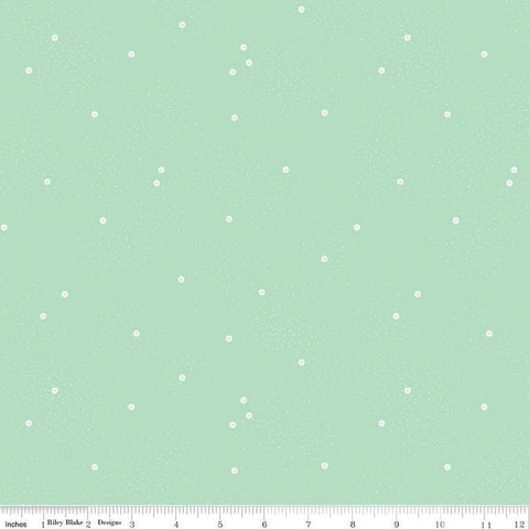 1 yard 14" End of Bolt - Dainty Daisy WIDE BACK WB665 Mint - Riley Blake Designs - 107/108" Wide - Basic Dots - Quilting Cotton Fabric