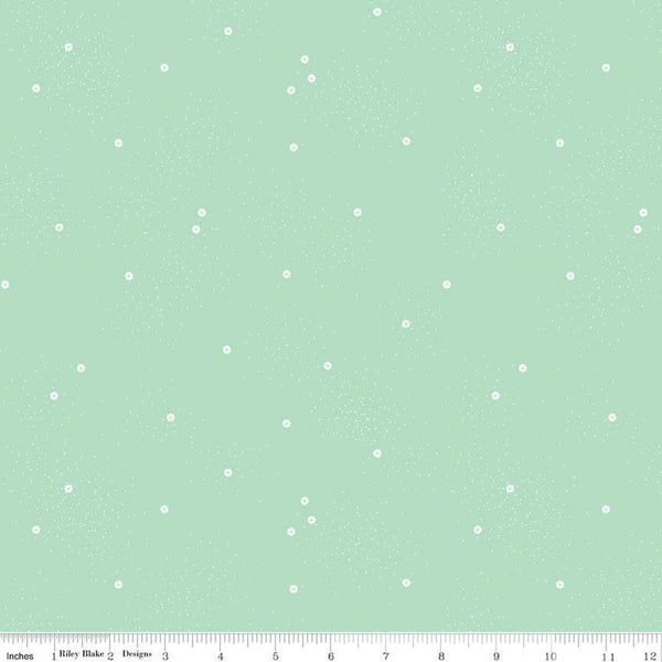 3 yard cut - Dainty Daisy WIDE BACK WB665 Mint - Riley Blake Designs - 107/108" Wide - Basic Dots - Quilting Cotton Fabric