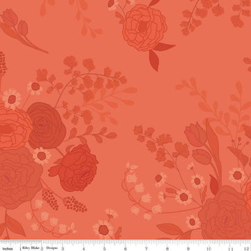 3-Yard cut - SALE First Blooms Tonal Floral WIDEBACK WB16331 Coral - Riley Blake - 108" - Quilting Cotton Fabric
