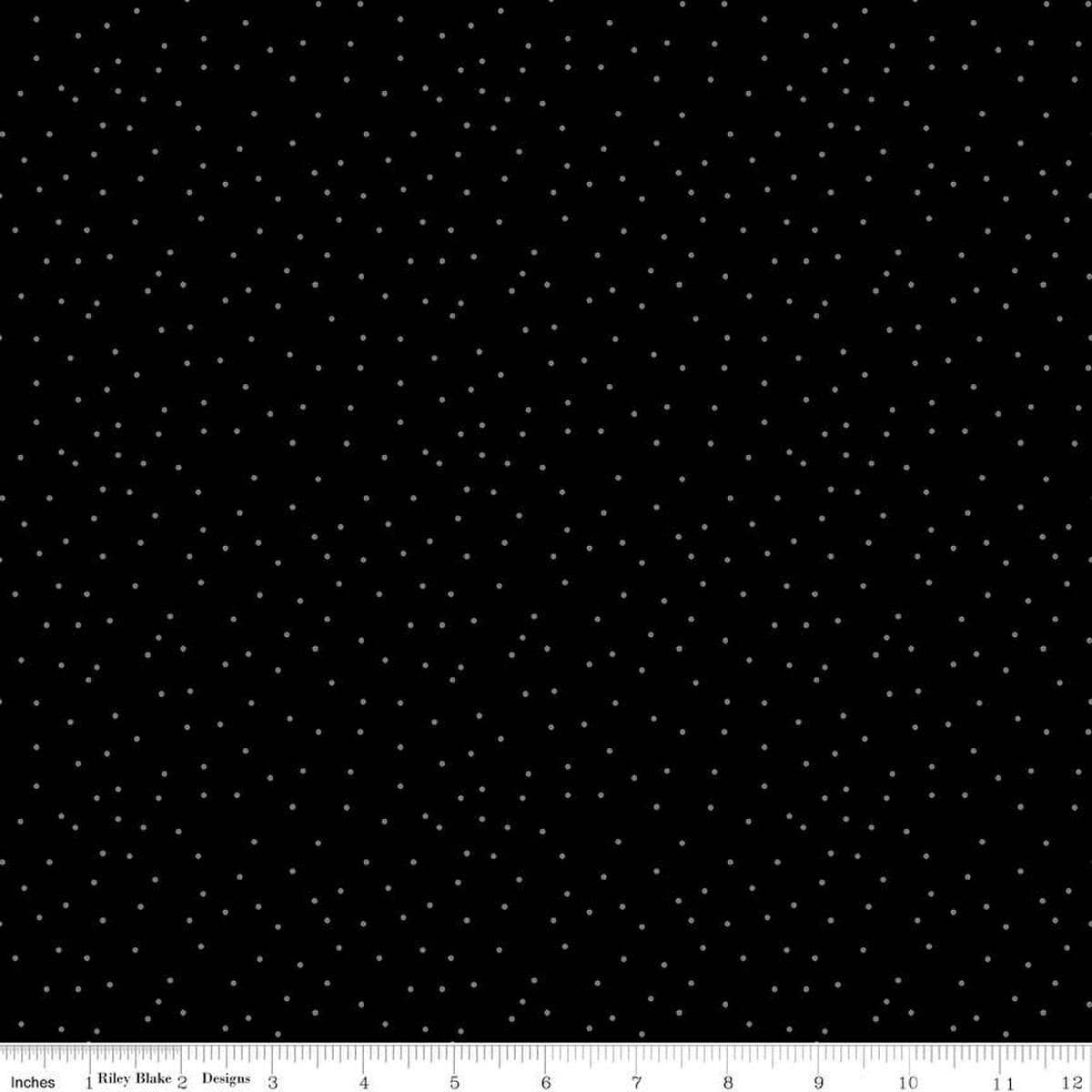 Image of Blackout Dots Black by The RBD Designers for Riley Blake Designs. Features dots on a black background. Cute Little Fabric Shop
