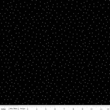 Image of Blackout Dots Black by The RBD Designers for Riley Blake Designs. Features dots on a black background. Cute Little Fabric Shop