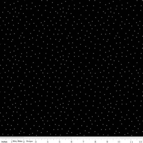 Image of Blackout Dots Black by The RBD Designers for Riley Blake Designs. Features dots on a black background. Cute Little Fabric Shop