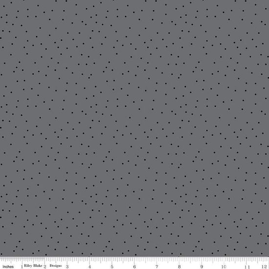 Image of Blackout Dots Gray by The RBD Designers for Riley Blake Designs. Features dots on a gray background. Cute Little Fabric Shop