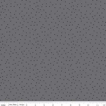 Image of Blackout Dots Gray by The RBD Designers for Riley Blake Designs. Features dots on a gray background. Cute Little Fabric Shop