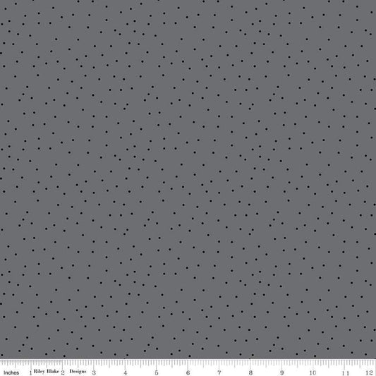 Image of Blackout Dots Gray by The RBD Designers for Riley Blake Designs. Features dots on a gray background. Cute Little Fabric Shop