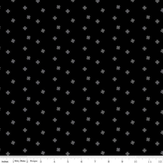 Image of Blackout Ohio Star Black by The RBD Designers for Riley Blake Designs. Features stars on a black background. Cute Little Fabric Shop