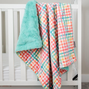 SALE Gingham Cottage Multi Baby Minky Blanket - MB6009 - Riley Blake Designs - Check Plaid - Prepackaged Dreamy Baby Minky Blanket