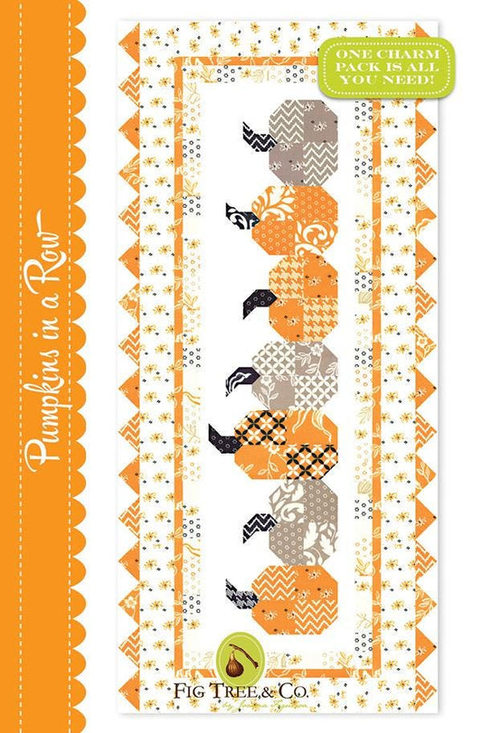 Pumpkins In a Row Runner Quilt Pattern FT-1675 by Fig Tree Co - Moda Fabrics - INSTRUCTIONS Only - Piecing - Runner Quilt