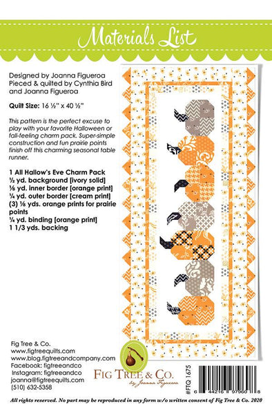 Pumpkins In a Row Runner Quilt Pattern FT-1675 by Fig Tree Co - Moda Fabrics - INSTRUCTIONS Only - Piecing - Runner Quilt