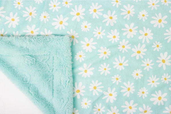 Dancing Daisies Sky Baby Minky Blanket - MB6006 - Riley Blake Designs - Floral Flowers Daisies - Prepackaged Dreamy Baby Minky Blanket