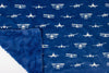 Airplanes Take Flight Navy Baby Minky Blanket - MB6002 - Riley Blake Designs - Planes Aircraft - Prepackaged Dreamy Baby Minky Blanket