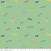 Image of the Two by Two Perfect Pairs Green quilting cotton fabric by Cayla Naylor for Riley Blake Designs. Features animals on a green background. Cute Little Fabric Shop
