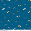 Image of the Two by Two Perfect Pairs Blue quilting cotton fabric by Cayla Naylor for Riley Blake Designs. Features animals on a blue background. Cute Little Fabric Shop