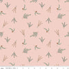 Image of Olive Grove Herbs Pink quilting cotton fabric by Amber Elliot for Riley Blake Designs. Features leaves on a pink background. Cute Little Fabric Shop