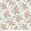 Image of Olive Grove Floral Ivory quilting cotton fabric by Amber Elliot for Riley Blake Designs. Features flowers on a white background. Cute Little Fabric Shop