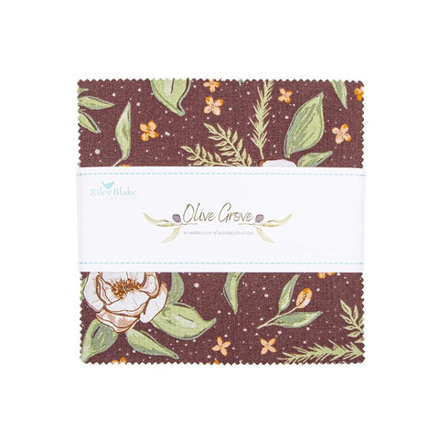 SALE Olive Grove 5" Stacker Bundle - Riley Blake Designs - 42 piece Precut Pre cut - Plants Nature Branch - Quilting Cotton Fabric