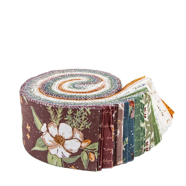 SALE Olive Grove 2.5 Inch Rolie Polie Jelly Roll 40 pieces - Riley Blake - Precut - Plants Nature - Quilting Cotton Fabric