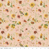 Image of Sunflower Whispers Prairie Blush quilting cotton fabric by Lisa Audit for Riley Blake Designs. Features flowers on a pink background. Cute Little Fabric Shop