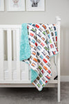 SALE Trainyard Cream Baby Minky Blanket - MB6001 - Riley Blake Designs - Train Locomotive - Prepackaged Dreamy Baby Minky Blanket
