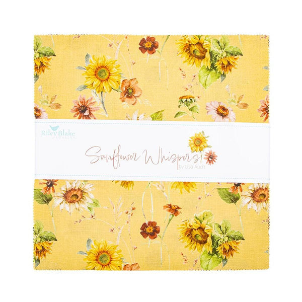 SALE Sunflower Whispers 10" Stacker Bundle - Riley Blake Designs - 42 piece Precut - Floral Flowers - Quilting Cotton Fabric