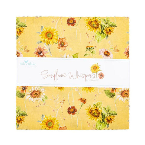 SALE Sunflower Whispers 10" Stacker Bundle - Riley Blake Designs - 42 piece Precut - Floral Flowers - Quilting Cotton Fabric