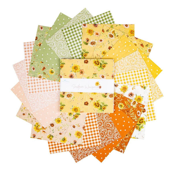SALE Sunflower Whispers 10" Stacker Bundle - Riley Blake Designs - 42 piece Precut - Floral Flowers - Quilting Cotton Fabric