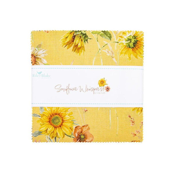 SALE Sunflower Whispers 5" Stacker Bundle - Riley Blake Designs - 42 piece Precut Pre cut - Floral - Quilting Cotton Fabric