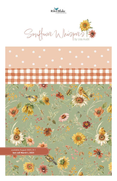 SALE Sunflower Whispers 5" Stacker Bundle - Riley Blake Designs - 42 piece Precut Pre cut - Floral - Quilting Cotton Fabric
