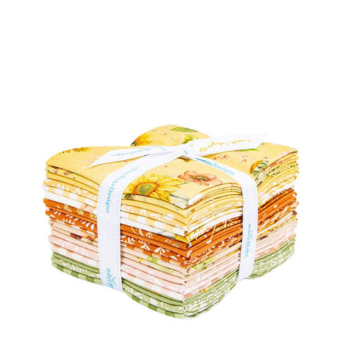 SALE Sunflower Whispers Fat Quarter Bundle 19 pieces - Riley Blake Designs - Pre cut Precut - Floral - Quilting Cotton Fabric