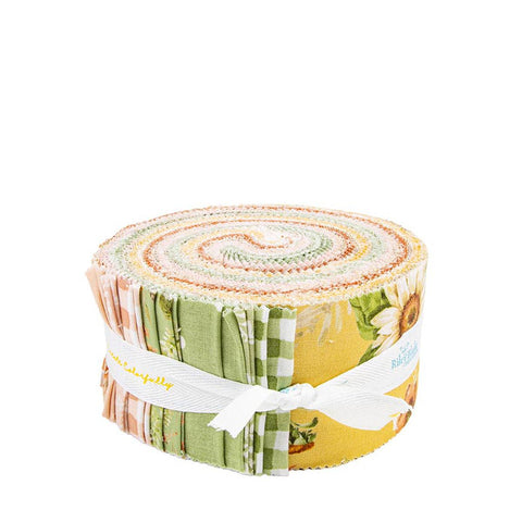SALE Sunflower Whispers 2.5 Inch Rolie Polie Jelly Roll 40 pieces - Riley Blake - Precut - Floral - Quilting Cotton Fabric