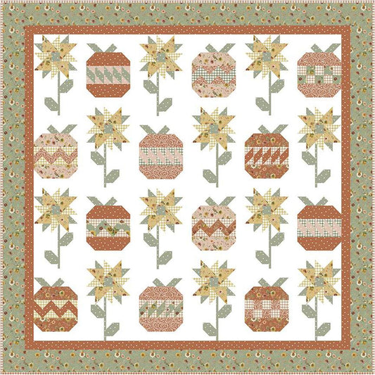 Fall Garden Boxed Quilt Kit KT-16670 - Lisa Audit Riley Blake Designs - Pattern & Sunflower Whispers Quilting Cotton Fabric