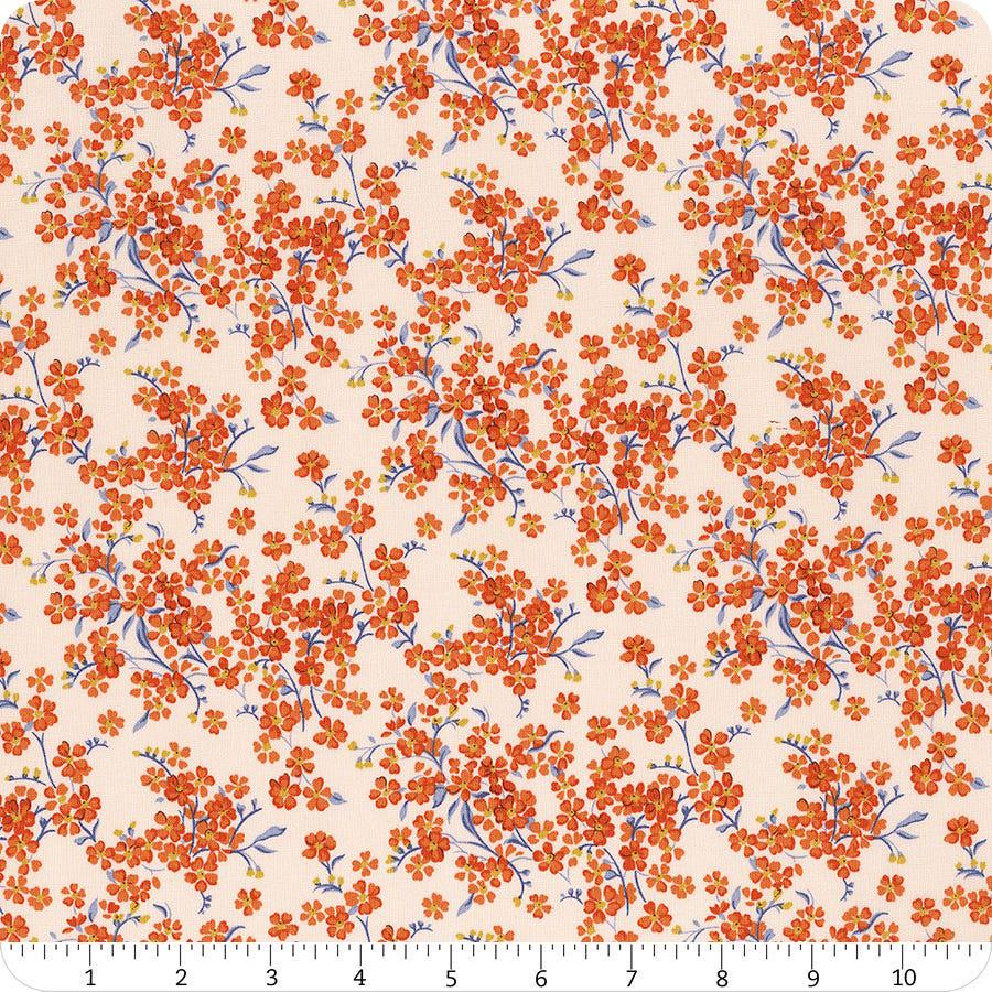 Floral Nostalgia Forget-Me-Not Trail quilting cotton fabric by Liberty Fabrics for Riley Blake Designs. Features flowers on a cream background. Cute Little Fabric Shop